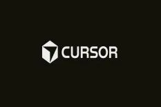 Logo of Cursor featuring a modern design with a three-dimensional shape and clean typography