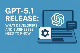 Graphic showcasing the release of GPT-5.1, highlighting important information for developers and businesses.