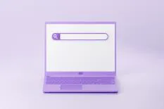 purple laptop search bar 3d illustration digital browsing