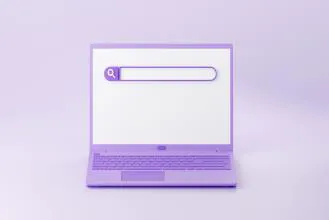 purple laptop search bar 3d illustration digital browsing